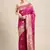 Hot pink silk blend jacquard woven golden zari ethnic motifs rich pallu banarasi style saree