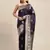 Navy blue silk blend jacquard woven golden zari ethnic motifs rich pallu banarasi style saree