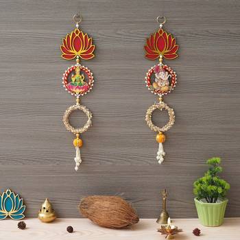 Laxmi Ganesh ji Wall Hanging |Lotus Back Drop Hanging | Wall Decor |Temple Decor Wall Hanging 1