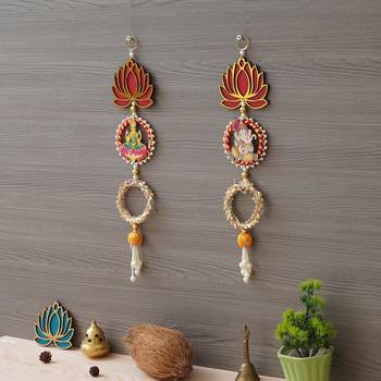 Laxmi Ganesh ji Wall Hanging |Lotus Back Drop Hanging | Wall Decor |Temple Decor Wall Hanging 2