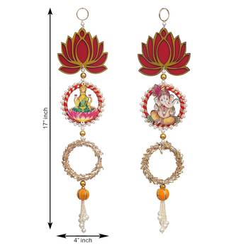 Laxmi Ganesh ji Wall Hanging |Lotus Back Drop Hanging | Wall Decor |Temple Decor Wall Hanging 3