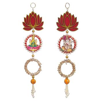 Laxmi Ganesh ji Wall Hanging |Lotus Back Drop Hanging | Wall Decor |Temple Decor Wall Hanging 4