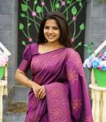 Purple Banarasi Soft art Silk Woven Saree With Blouse Set