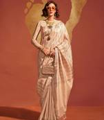 Cream weaving zari viscose saree for festival