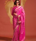 Magenta weaving zari viscose saree for festival