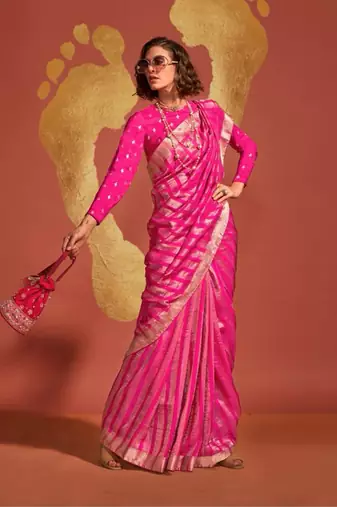 Magenta weaving zari viscose saree