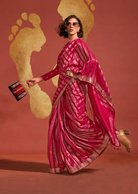 Dark pink weaving zari viscose saree 2