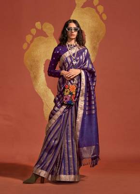 Dark violet weaving zari viscose saree 1