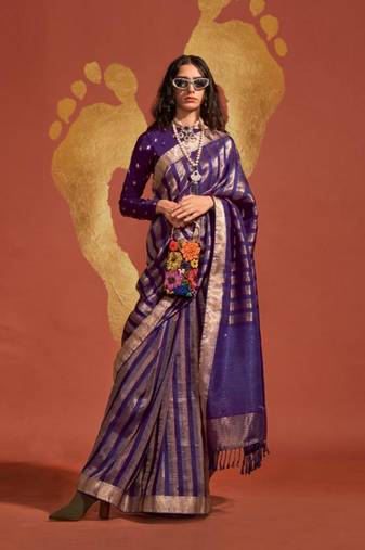 Dark violet weaving zari viscose saree for festival