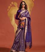 Dark violet weaving zari viscose saree for festival