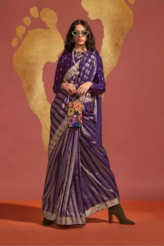 Dark violet weaving zari viscose saree