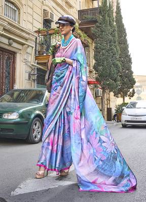 Georgette satin digital print multi colour saree 2