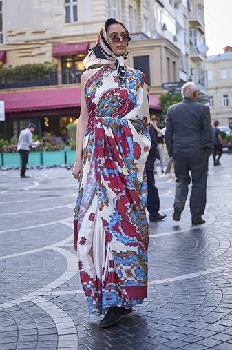 Off white colour festival digital printed crepe silk blend saree