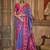 Patola print silk blend traditional saree in violet