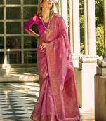 Pink weaving tissue silk blend  saree