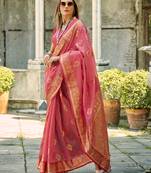Salmon weaving tissue silk blend  saree