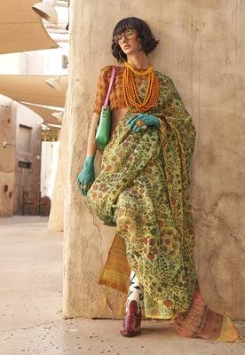 Tissue printed light green saree 1