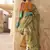 Tissue printed light green saree