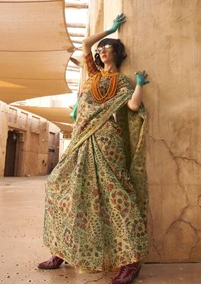 Tissue printed light green saree 2