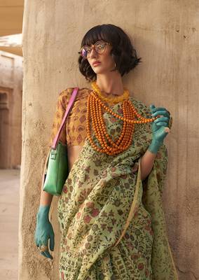 Tissue printed light green saree 3