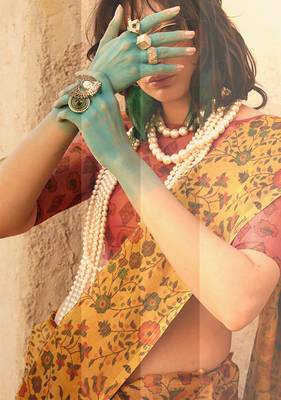 Tissue printed mustard saree 4