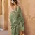 Tissue printed sea green saree