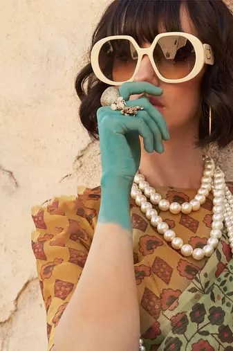 Tissue printed sea green saree
