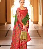 Mehendi silk blend woven saree