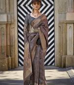 Organza brown weaving saree