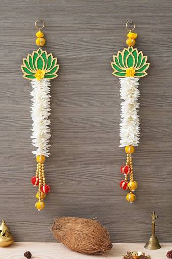 White and Gold Lotus Wall Hanging Wall Decor |Temple Decor Home and Office Decor