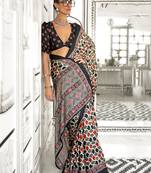 Satin crepe printed multi colour saree