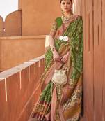 Green cotton silk blend patola print saree