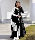 Jaipuri black anarkali gown with dupatta set