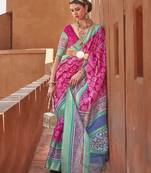 Hot pink cotton silk blend patola print saree