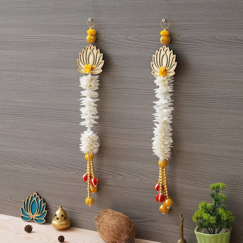 White and Gold Lotus Wall Hanging Wall Decor |Temple Decor Home and Office Decor