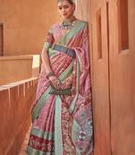 Rose pink cotton silk blend patola print saree