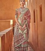 Light brown cotton silk blend patola print saree