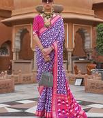 Cotton silk blend purple patola print saree