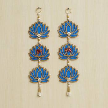 Blue Lotus Flower with Shubh Labh Wall Hanging for Diwali Decoration| Wall Decor |Temple Decor 1