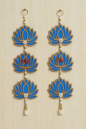 Blue Lotus Flower with Shubh Labh Wall Hanging for Diwali Decoration| Wall Decor |Temple Decor