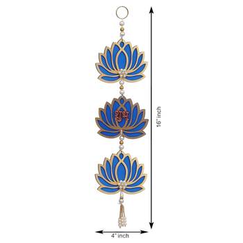 Blue Lotus Flower with Shubh Labh Wall Hanging for Diwali Decoration| Wall Decor |Temple Decor 3