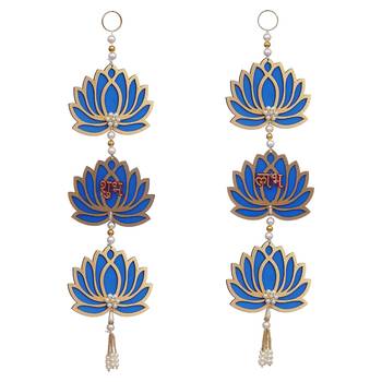 Blue Lotus Flower with Shubh Labh Wall Hanging for Diwali Decoration| Wall Decor |Temple Decor 4