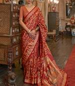 Red weaving patola print silk blend saree
