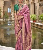 Banarasi silk blend jacquard work saree in pink