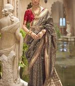 Banarasi silk blend jacquard work saree in black