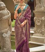Banarasi silk blend jacquard work saree in magenta