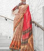 Multi colour crepe silk blend digital print saree