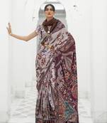 Multi colour crepe silk blend digital print saree