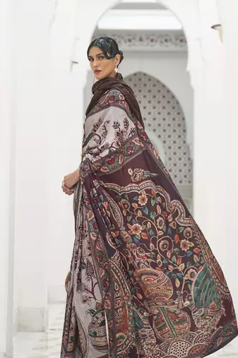 Multi colour crepe silk blend digital print saree