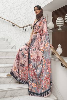 Multi colour crepe silk blend digital print saree 1